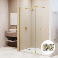 Душевая перегородка RGW WA-054Gb (WA-010Gb + Z-072Gb) 1000, стекло прозрачное, профиль золото BRUSH фото в интернет-магазине Русалия