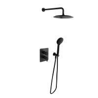 Встраиваемая термостатическая душевая система с тропическим душем и душевым комплектом BLAUTHERM 948712RP240NM матовый черный Ramon Soler фото в интернет-магазине Русалия