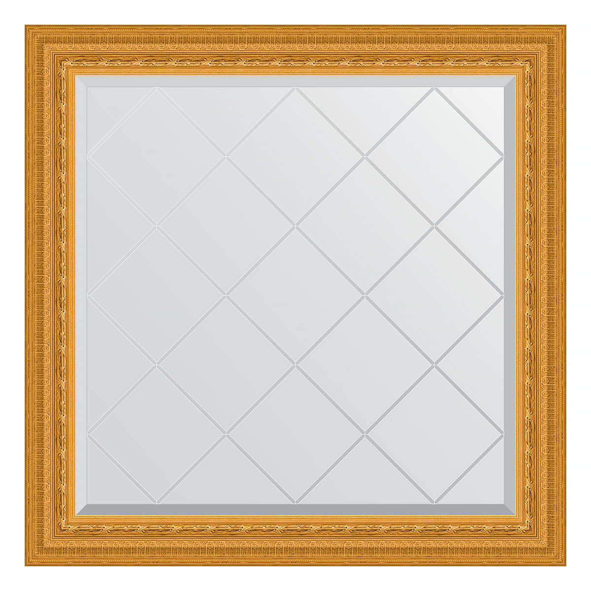 Зеркало настенное с гравировкой EVOFORM в багетной раме сусальное золото, 85х85 см, BY 4310