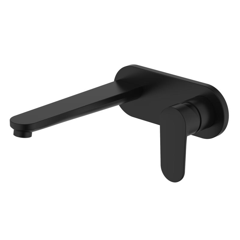 AQ1813MB НИКА смеситель для раковины настенный (внешняя и скрытая часть), матовый черный Aquatek