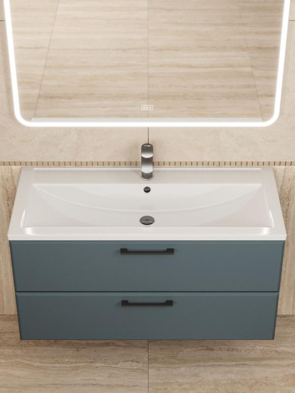 Тумба с раковиной для ванной Uperwood Foster New 100 см, подвесная, серый графит KFosterNEW100g