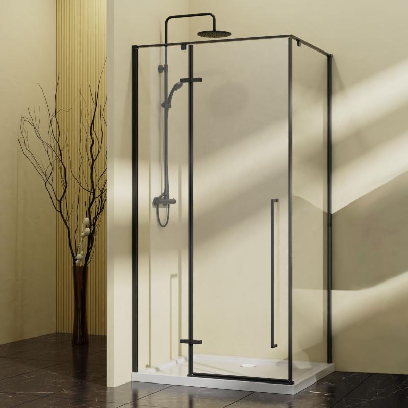 Душевой уголок Slim-N VSR-5SN9010CLB, 1000*900, черный, стекло прозрачное Vincea