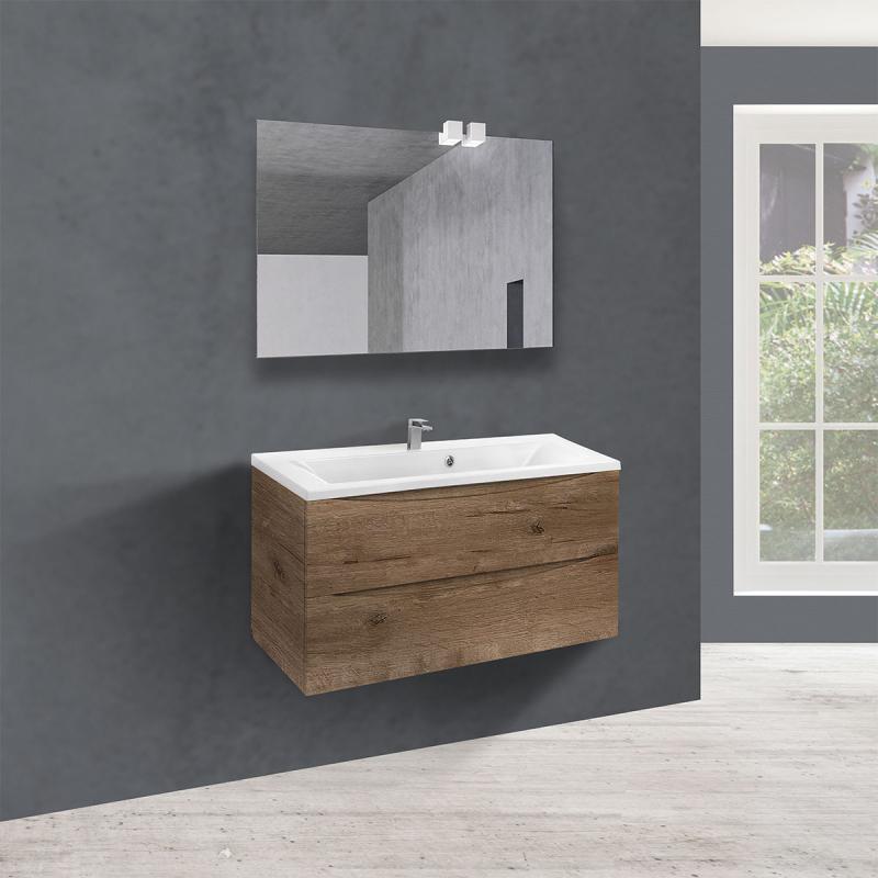 База под раковину Mia 900 подвесная, 2 выкатных ящика soft close, V.Oak Vincea