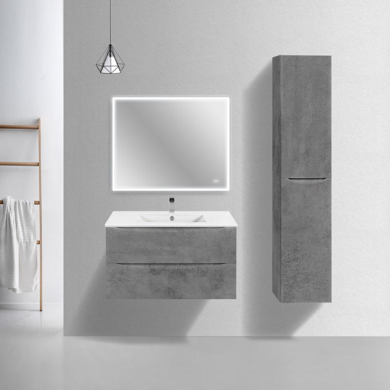 База под керамическую раковину Mia Slim 900 подвесная, 2 выкатных ящика soft close, Beton Vincea