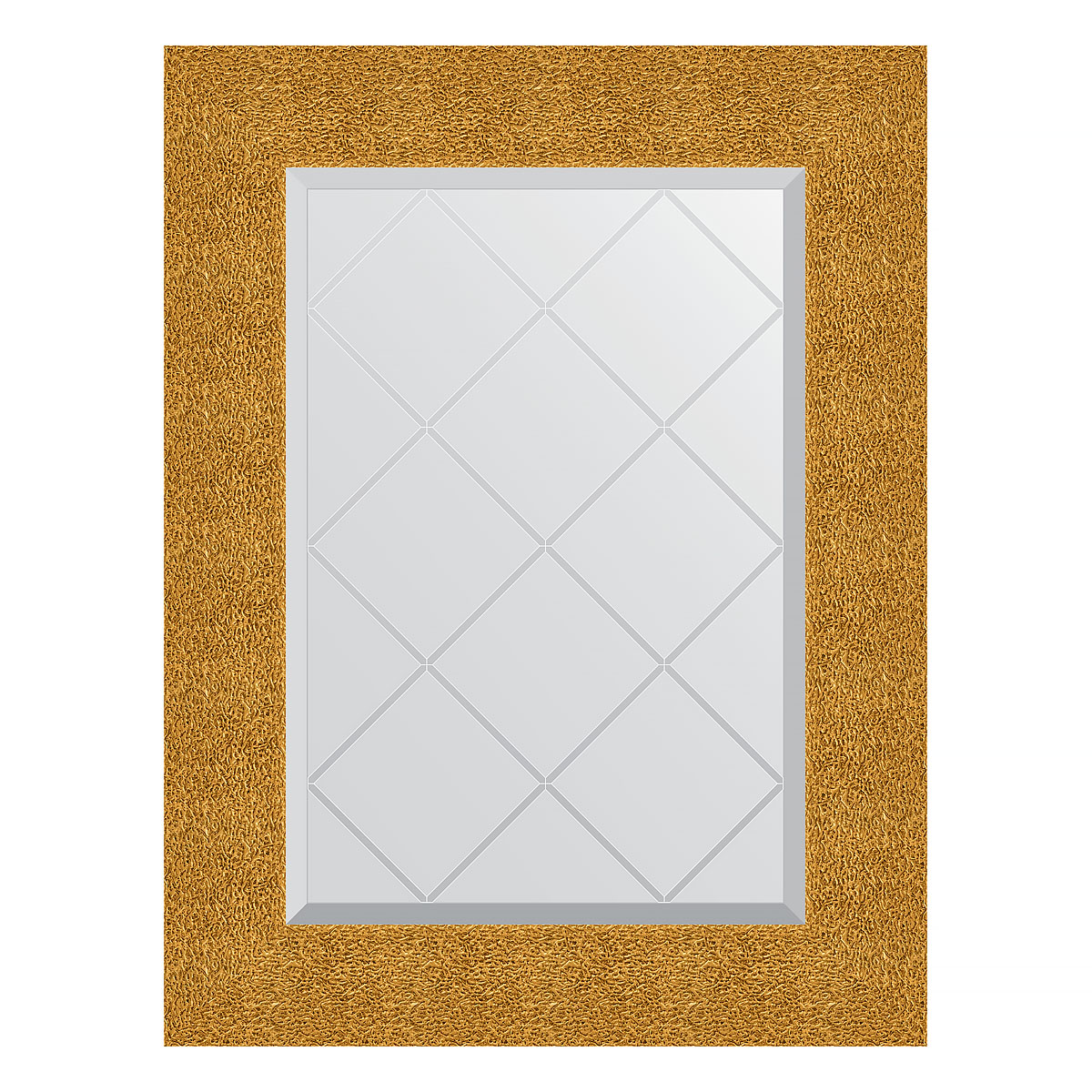 Зеркало настенное с гравировкой EVOFORM в багетной раме чеканка золотая, 56х74 см, BY 4022