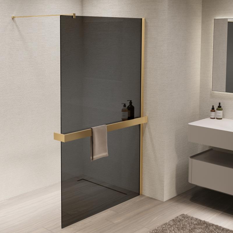 Душевая перегородка Walk-In VSW-1HR120CGG, 1200*2000, матовый золотой, стекло тонированное Vincea