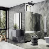 Распашная шторка для ванны поворотная на монопетле 70 см, стекло тонированное (графит), профиль белый MGV-618-1 Maybah Glass фото в интернет-магазине Русалия