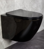 Унитаз подвесной Ceramalux 2197B-18 черный глянец фото в интернет-магазине Русалия