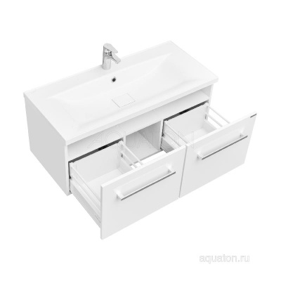 Тумба под раковину AQUATON Мадрид 100 М 2 ящика белый 1A128001MA010 фото в интернет-магазине Русалия