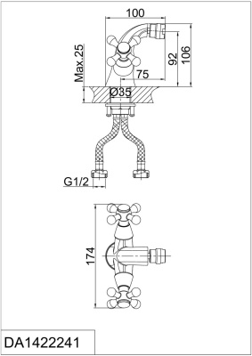 Смеситель для биде DK Hessen Hercules (DA1422241) фото в интернет-магазине Русалия