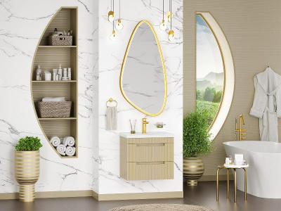 Тумба Ariana 60 подвесная (капучино) с раковиной Misty EVVA 60 Brevita фото в интернет-магазине Русалия