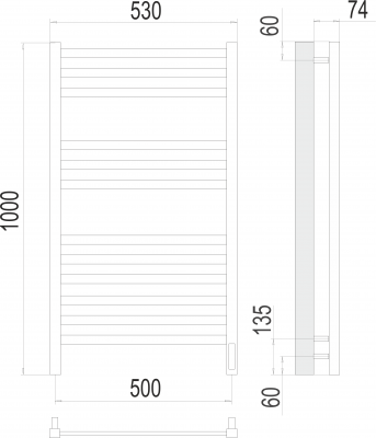Электрический полотенцесушитель Ното П12 500х1000  4670078526519 Terminus фото в интернет-магазине Русалия