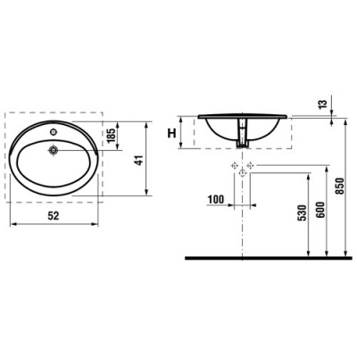 Раковина врезная 52 см 327204000 Adora Roca фото в интернет-магазине Русалия