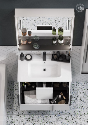 Зеркальный шкаф AQUATON Ривьера 80 белый матовый 1A239102RVX20 фото в интернет-магазине Русалия