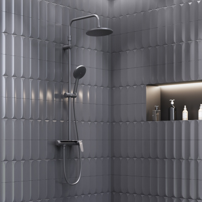 977780300 Jupiter душевая система с душевым смесителем-полкой, чёрный фото в интернет-магазине Русалия