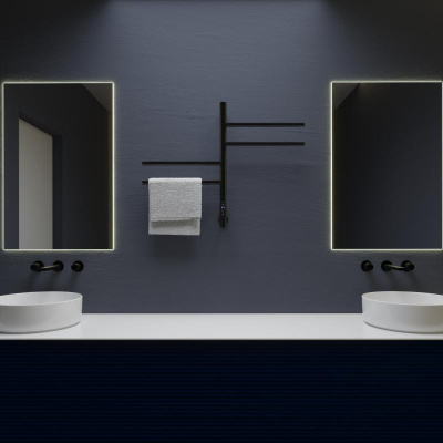 Полотенцесушитель электрический Vincea VTD-1S1CBE 43x60, черный, таймер фото в интернет-магазине Русалия