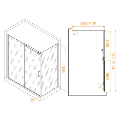 Душевой уголок RGW TO-44-1 (TO-14 + Z-060-2) 1700x900, профиль хром, стекло прозрачное фото в интернет-магазине Русалия