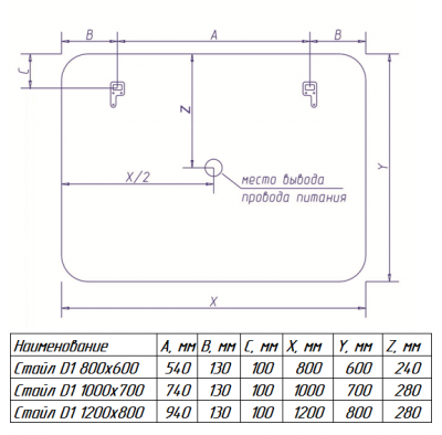 Зеркало Стайл D1 1000x700 ЗЛП244 Misty фото в интернет-магазине Русалия
