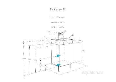 Тумба под раковину AQUATON Кантри 50 белый, дуб верона 1A257801AHB20 фото в интернет-магазине Русалия