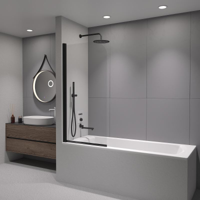 Шторка на ванну RGW SC-109B 800, стекло прозрачное, профиль черный фото в интернет-магазине Русалия