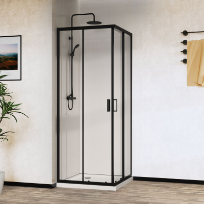 Душевой уголок City VSS-5CT9010CLB, 1000*900, черный, стекло прозрачное Vincea фото в интернет-магазине Русалия