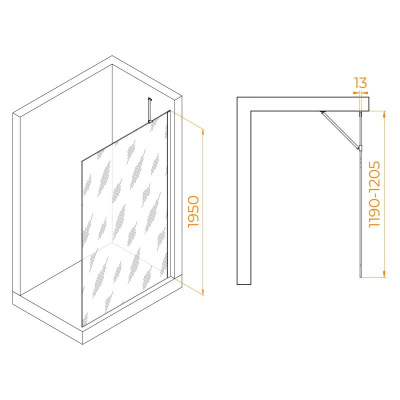 Душевая перегородка RGW WA-110 1200, стекло прозрачное, профиль хром фото в интернет-магазине Русалия