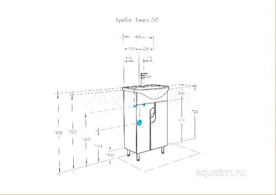 Тумба под раковину AQUATON Панда 50 белый 1A053701PD010 фото в интернет-магазине Русалия