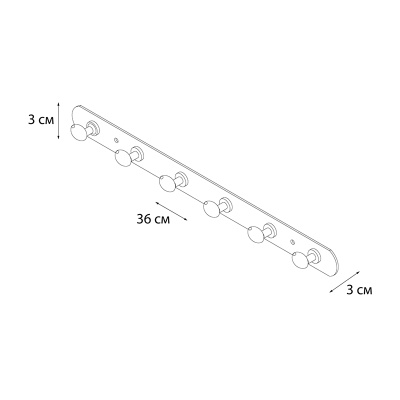 Планка с шестью крючками FIXSEN EQUIPMENT FX-1416, хром фото в интернет-магазине Русалия