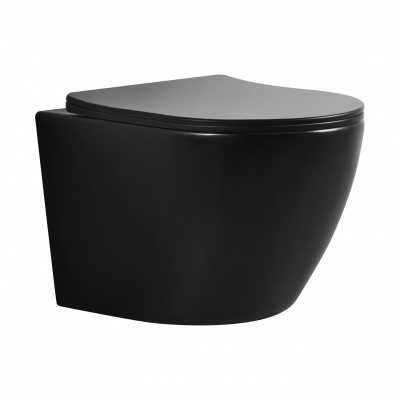 BOND F01-108 Унитаз подвесной безободковый черный с сиденьем с микролифтом фото в интернет-магазине Русалия