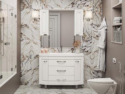 Тумба Терра 110 (белая) с раковиной Marko Слим 110 Misty фото в интернет-магазине Русалия