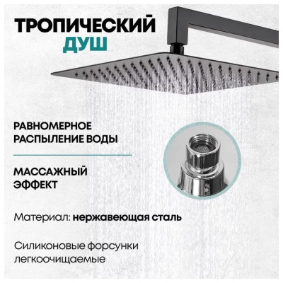 Душевая система встраиваемая (без излива) Grocenberg GB5089BL-3, черный фото в интернет-магазине Русалия