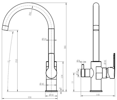 Смеситель ESKO для кухни с подключением к фильтру (K27) фото в интернет-магазине Русалия