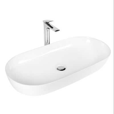 BOND S51-800 Раковина накладная 80*40*13,5см овальная белая фото в интернет-магазине Русалия