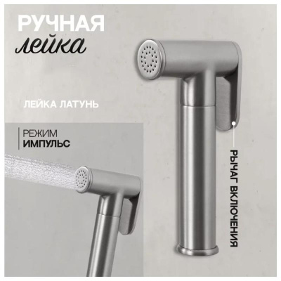 Гигиенический душ со смесителем встраиваемый Hansberge H3099NK, никель фото в интернет-магазине Русалия