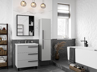 Тумба Ненси 70 (серая) с раковиной Cersanit Como 70 Misty фото в интернет-магазине Русалия