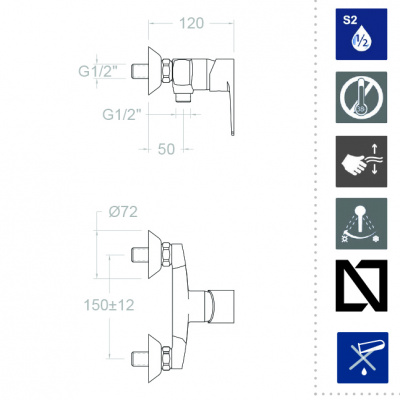 Смеситель для душа однорычажный наружнего монтажа TITANIUM 1808S Ramon Soler фото в интернет-магазине Русалия