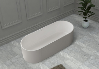 Ванна из искусственного камня ABBER Stein AS9607 белая матовая 170х75х55 см фото в интернет-магазине Русалия