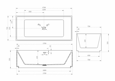 Ванна из искусственного камня ABBER Stein AS9602 белая матовая 170х75х55 см фото в интернет-магазине Русалия