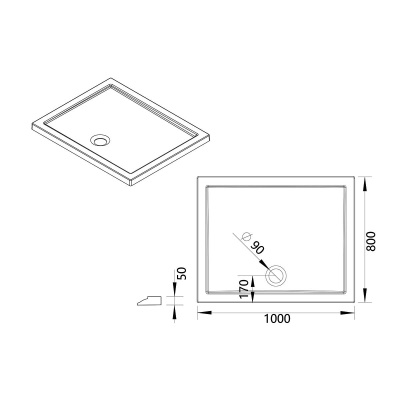 Поддон для душа акриловый VST-5AR-8010, 1000*800*50 Vincea фото в интернет-магазине Русалия