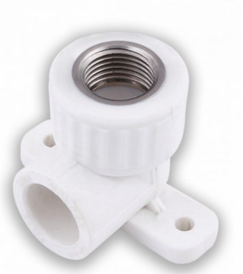 Угольник с внутренней резьбой 25-1/2" ВР с креплением на стену, белый полипропилен Millennium фото в интернет-магазине Русалия