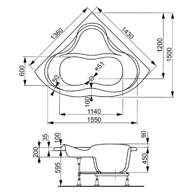 Акриловая ванна VAGNERPLAST IRIS 143x143 VPBA143IRI3X-04 фото в интернет-магазине Русалия