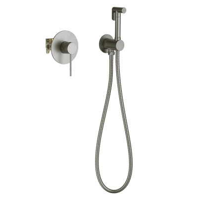 Смеситель встроенный с гигиеническим душем Timo Saona (2389/18SM) черное золото фото в интернет-магазине Русалия