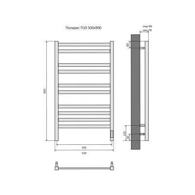 Полотенцесушитель электрический Aquatek (Акватек) Поларис П10 500х900 мм  AQ EL KO1090BL фото в интернет-магазине Русалия