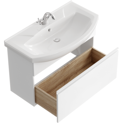 Подвесная тумба 88  Rodos белый ROD01081 + умывальник Элеганс 850 4620008197456 Aqwella фото в интернет-магазине Русалия