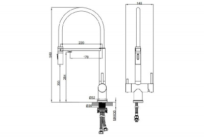 Смеситель для кухни с гибким изливом Flusso 050205 Or AltroBagno фото в интернет-магазине Русалия
