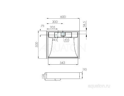 Раковина AQUATON Рейн 60 графит 1A72103KRW210 фото в интернет-магазине Русалия