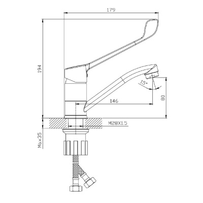 Смеситель для раковины с хирургической ручкой  Splenka S08.45, хром фото в интернет-магазине Русалия