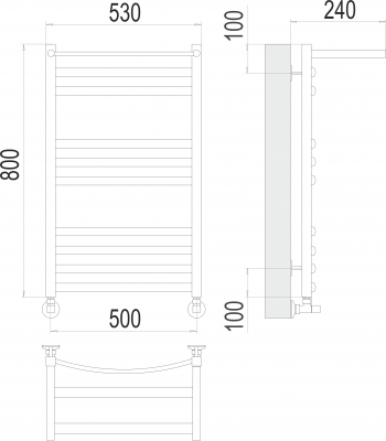 Водяной полотенцесушитель Енисей с/п П10 500х800 4670078529565 Terminus фото в интернет-магазине Русалия