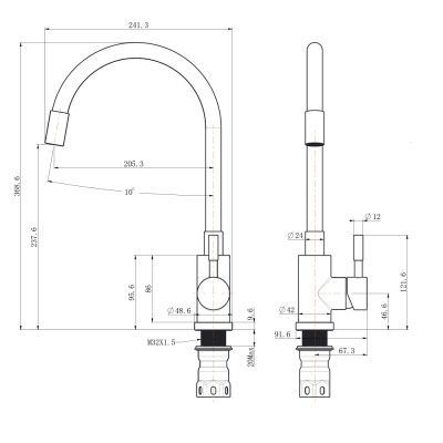Смеситель OLIVE'S для кухни BALEAR (13435-3BLG) фото в интернет-магазине Русалия