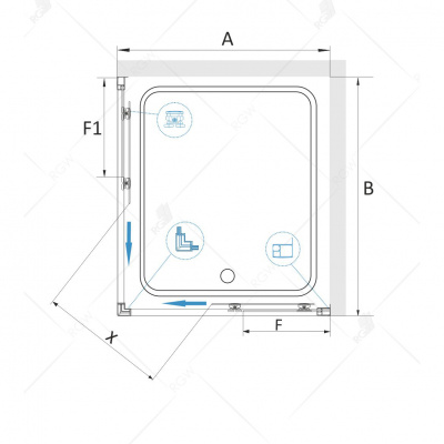Душевой уголок квадрат 80х80 CL-34 RGW фото в интернет-магазине Русалия